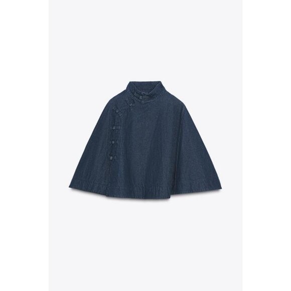 ZARA DENIM CAPE WITH TOGGLES - Picture 7 of 9